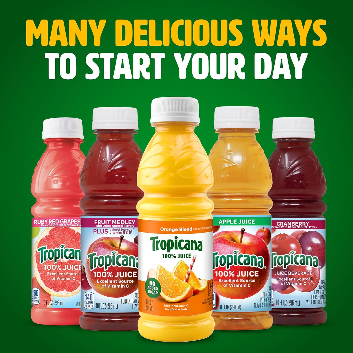 Tropicana 100% Juice 3-Flavor Classic Variety Pack,10 Fl Oz (Pack of 24)