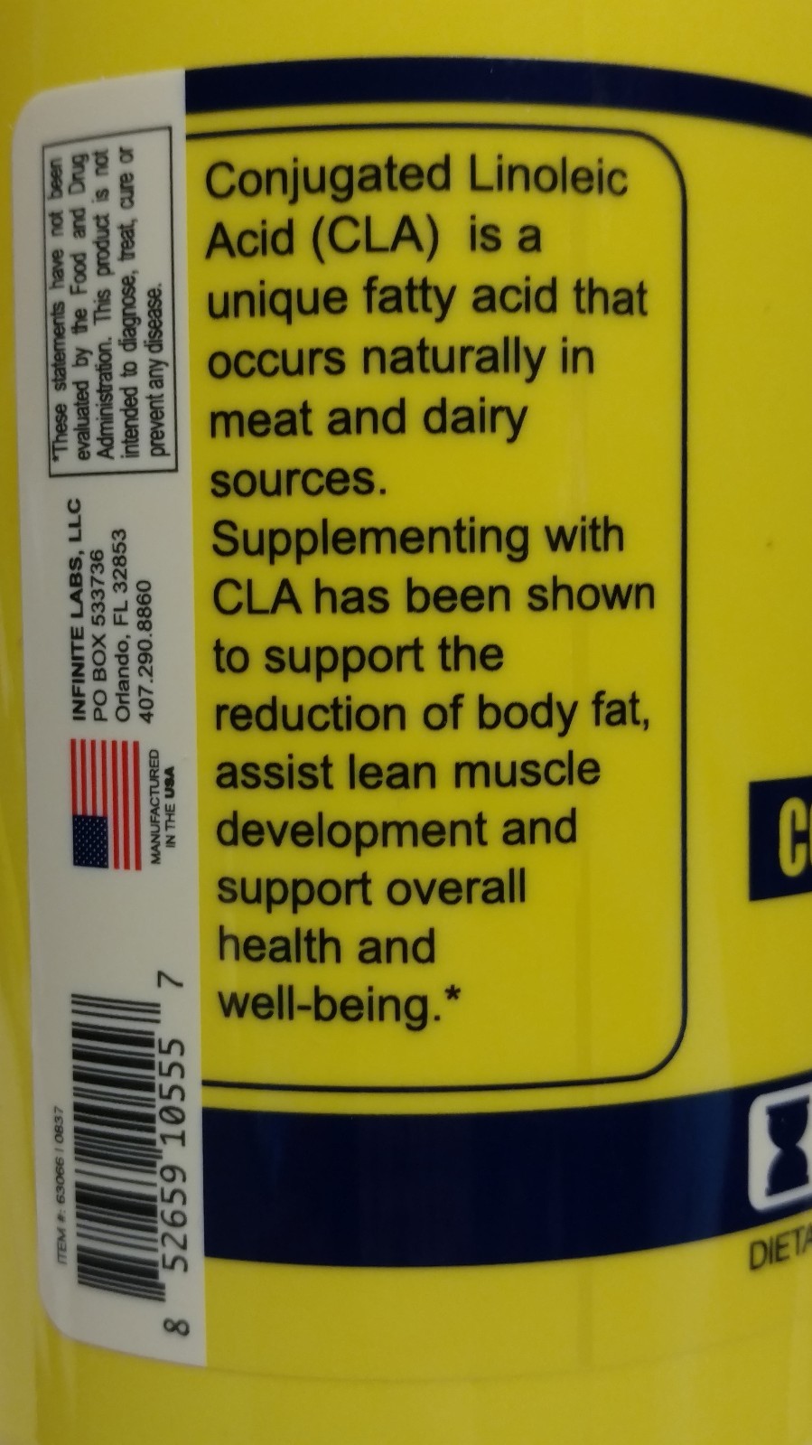 Infinite Labs – CLA – Conjugated Linoleic Acid – 120 Softgels – Expire 4/2024