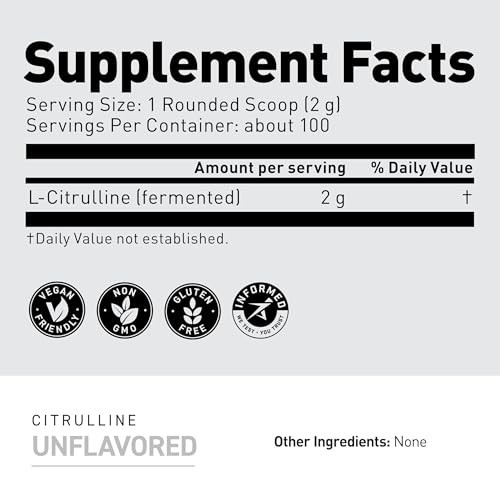 L-Citrulline Powder Unflavored – Boost Nitric Oxide, Enhance Pumps, 100 Servings