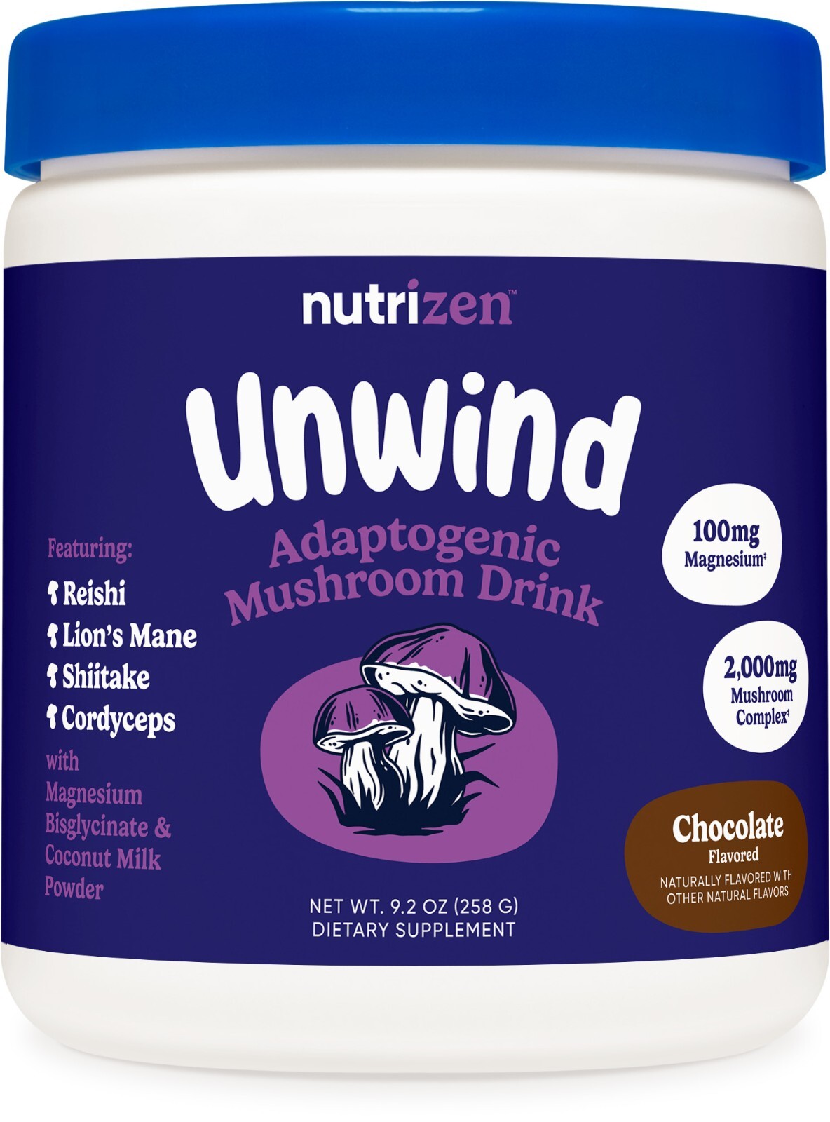 Nutricost Nutrizen PM Unwind Adaptogenic Mushroom Drink (Chocolate Flavored)