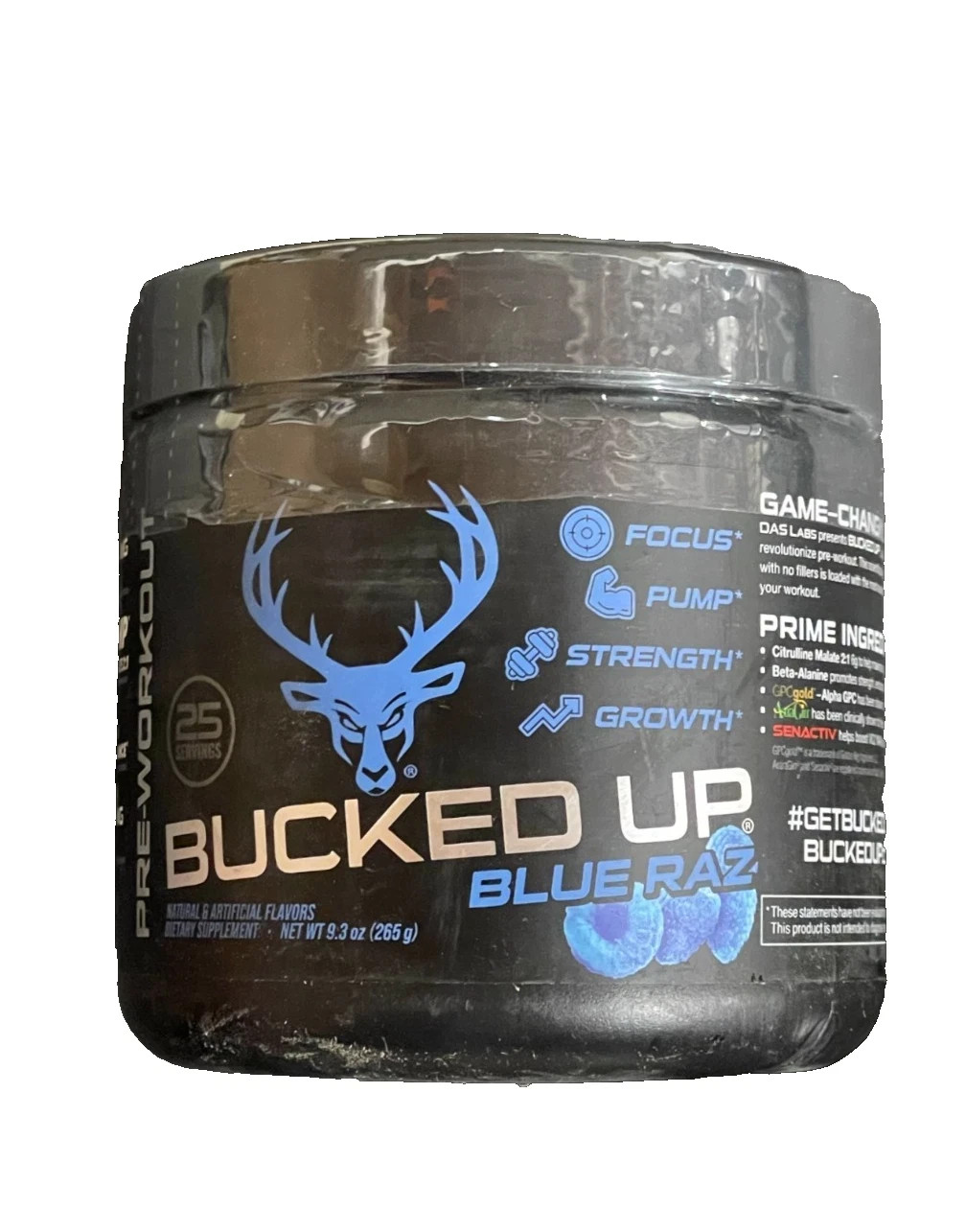 Bucked Up Pre-Workout BLUE RAZ Exp 9/2027 25 Servings