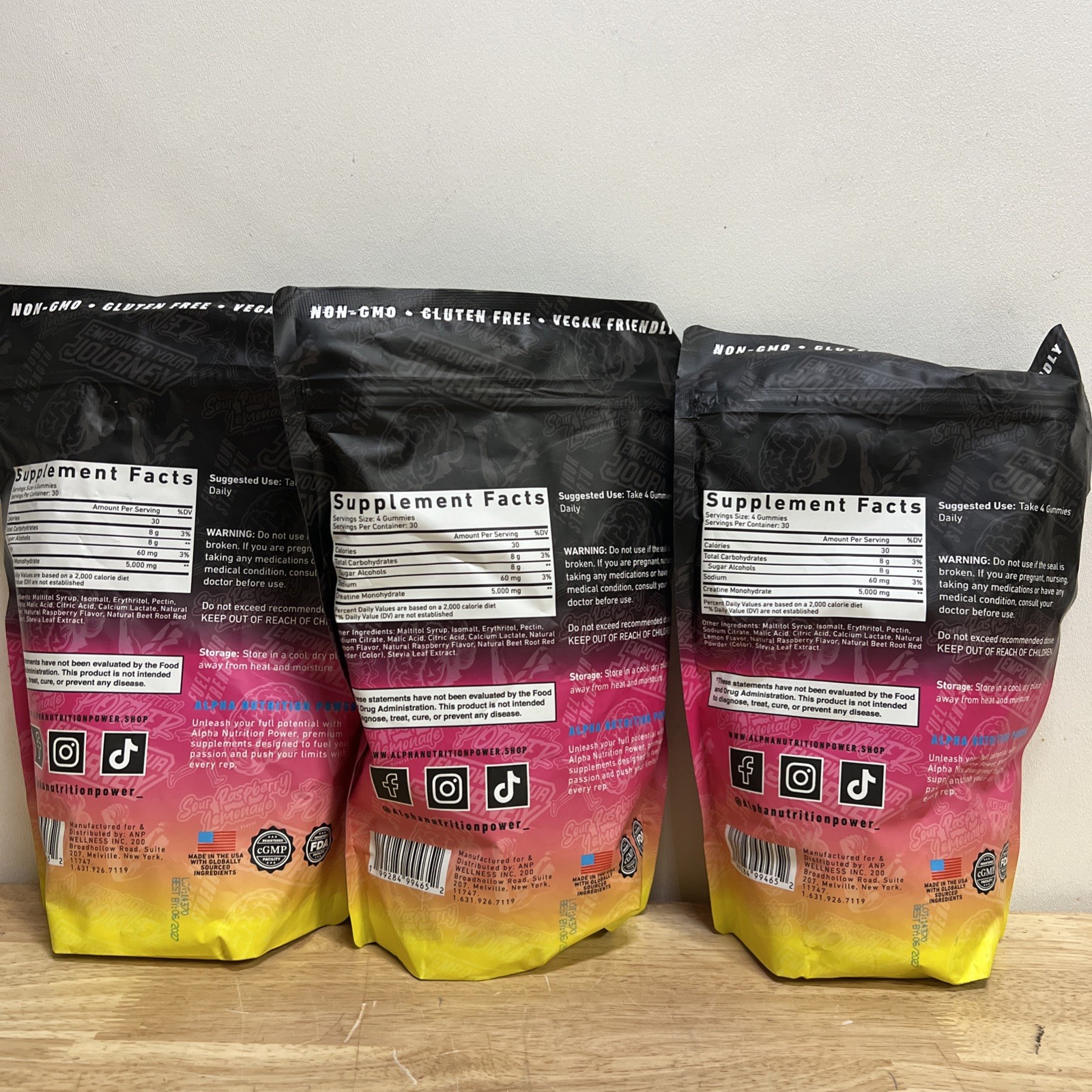 3 Alpha Nutrition Power Creatine Monohydrate Gummies 5g 30 Servings EXP 6/27