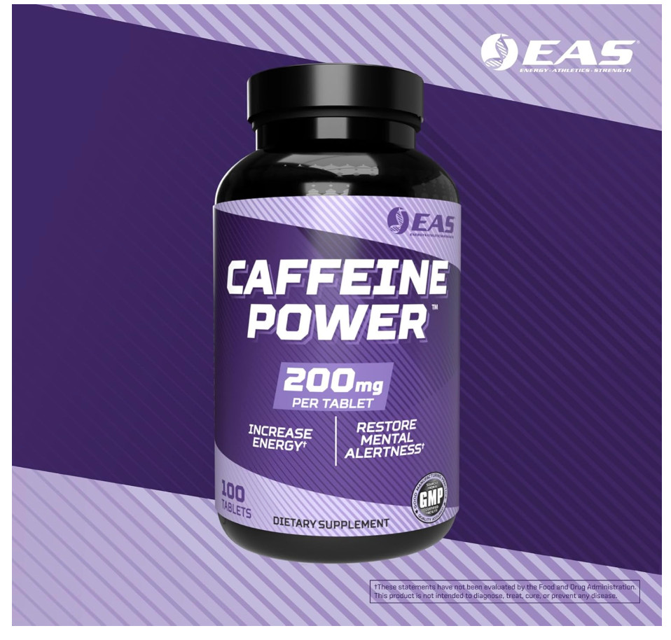 2 Pack – EAS Caffeine 200mg Tablets 200 Tabs Energy Alertness EXP 12/28