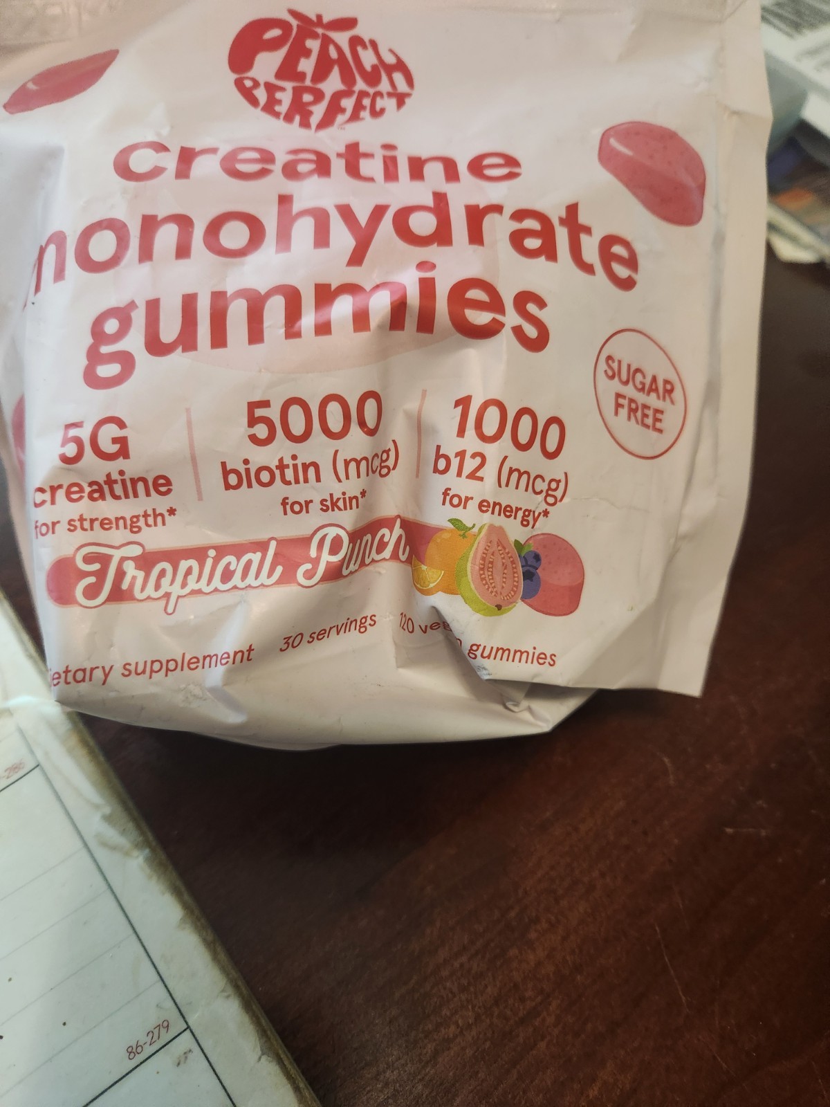 Peach Perfect Creatine Monohydrate Gummies Tropical Punch 5g Creatine 120ct 7/27