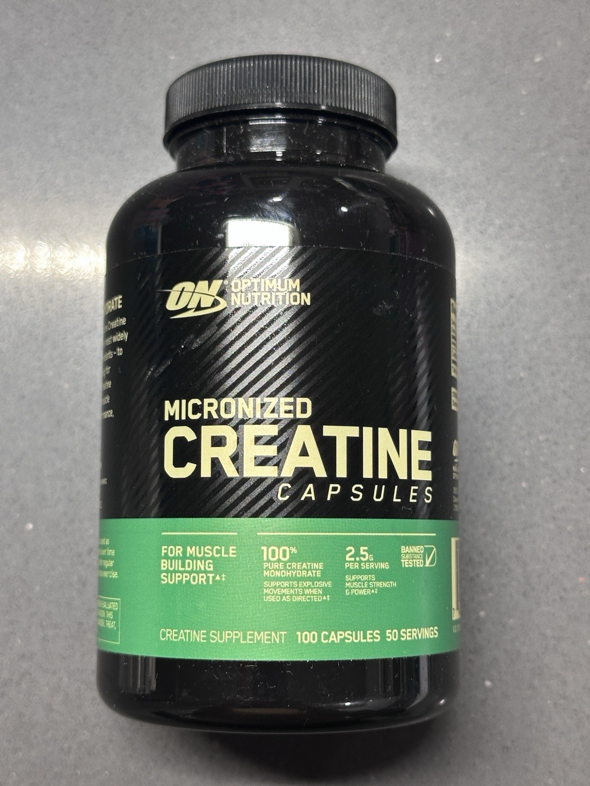 ON Optimum Nutrition Micronized Creatine Muscle Building 100 Capsules bb 9/26