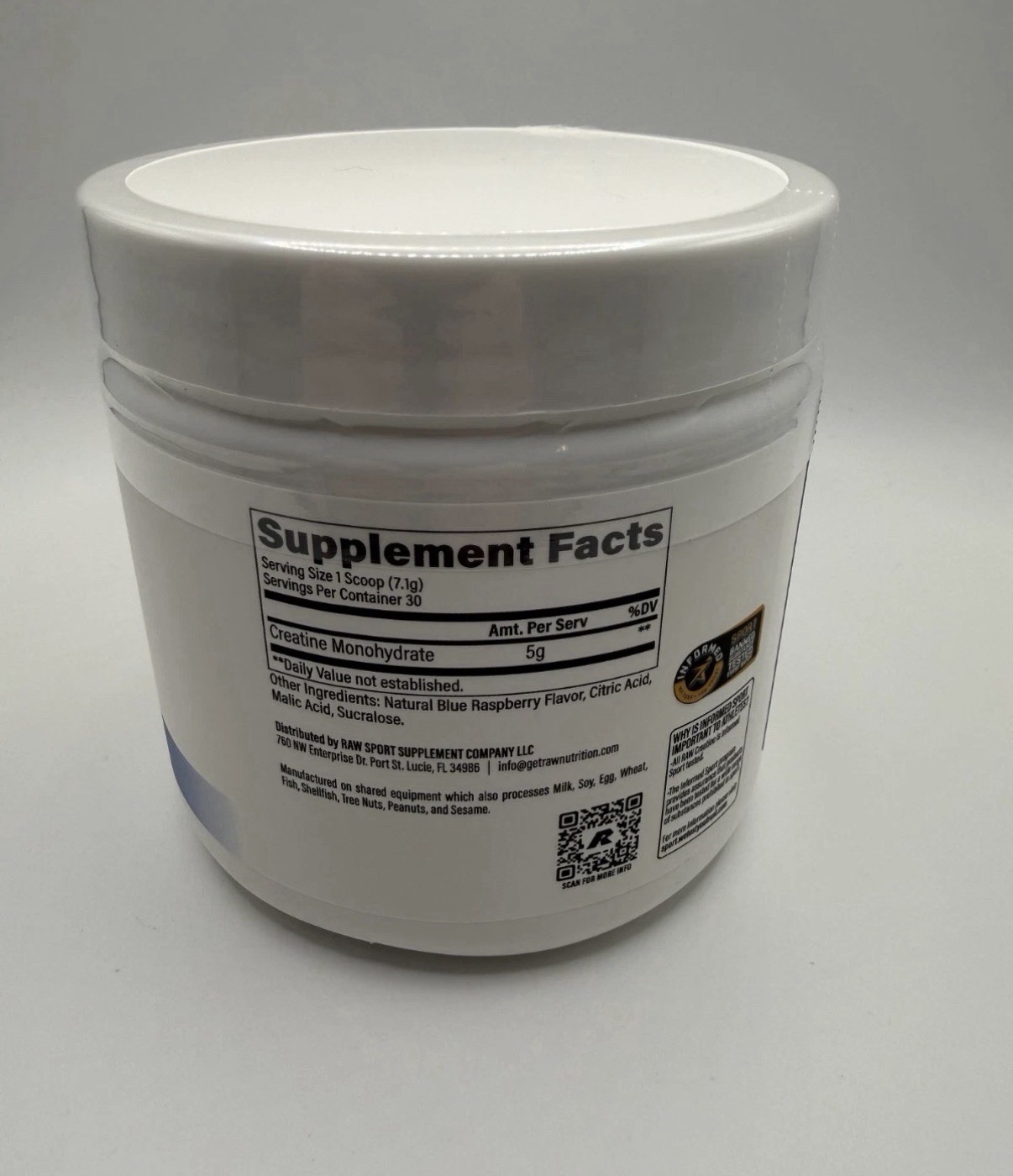 Raw Essentials CREATINE MONOHYDRATE Micronized Blue Raspberry 30 Servings – New
