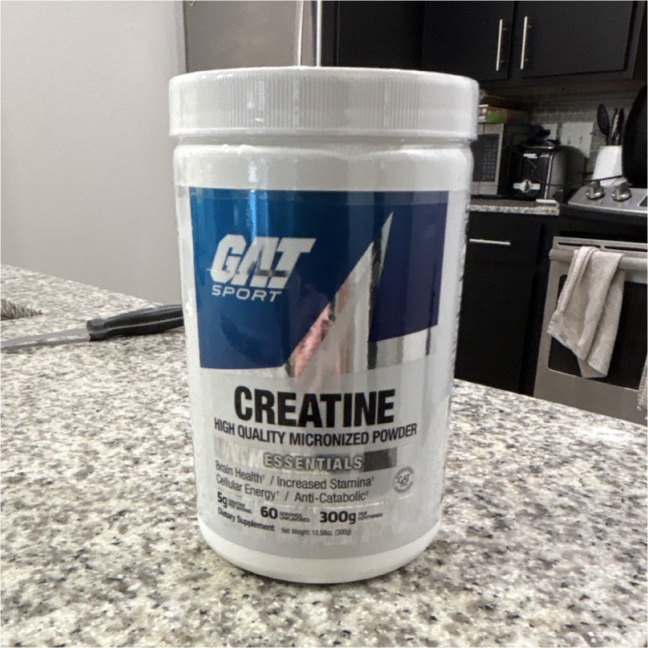GAT Sport Creatine Micronized Powder, Unflavored, 300g (60 Servings)