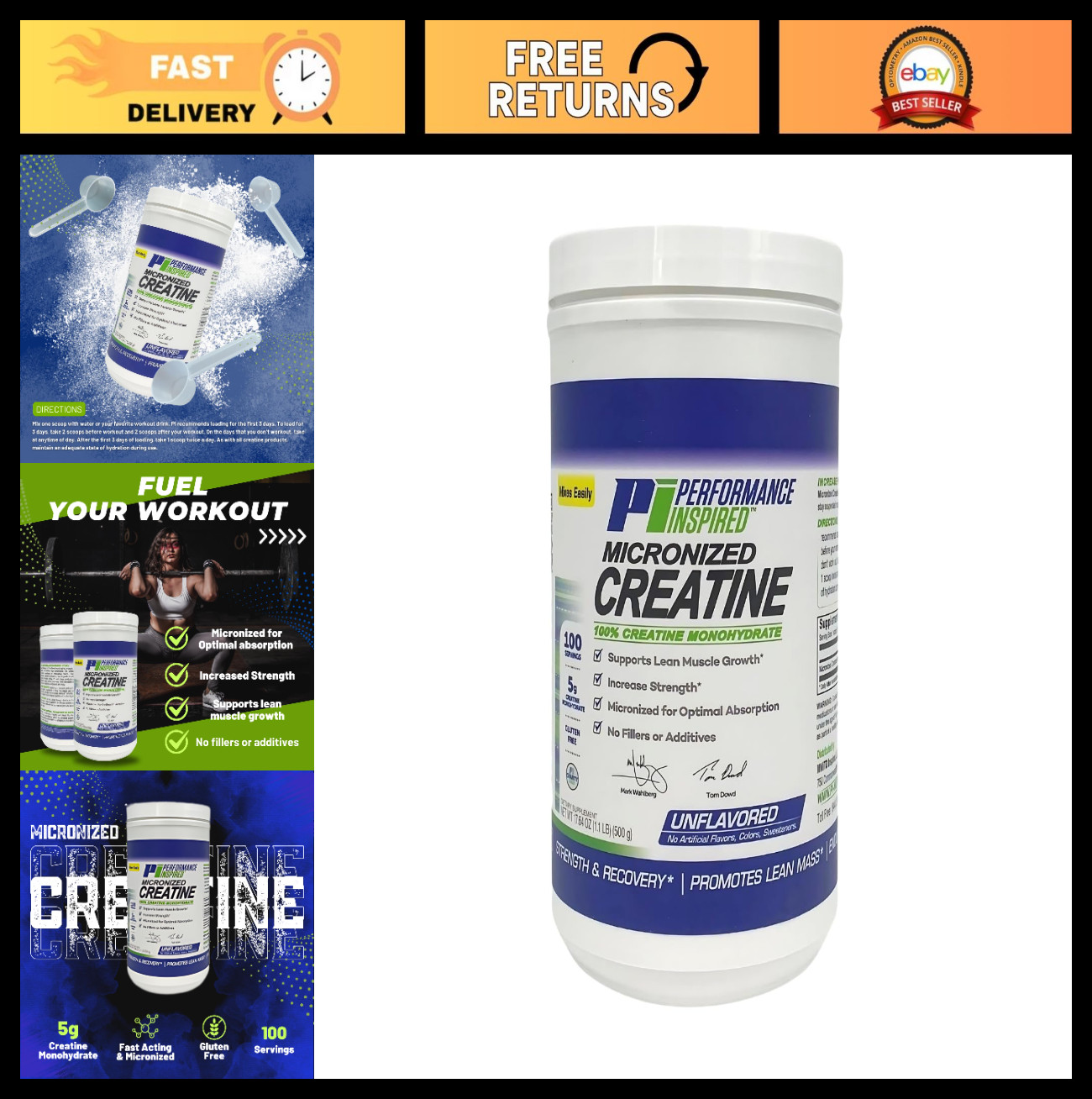 100% Pure Micronized Creatine Monohydrate – Unflavored, No Fillers – Muscle Grow