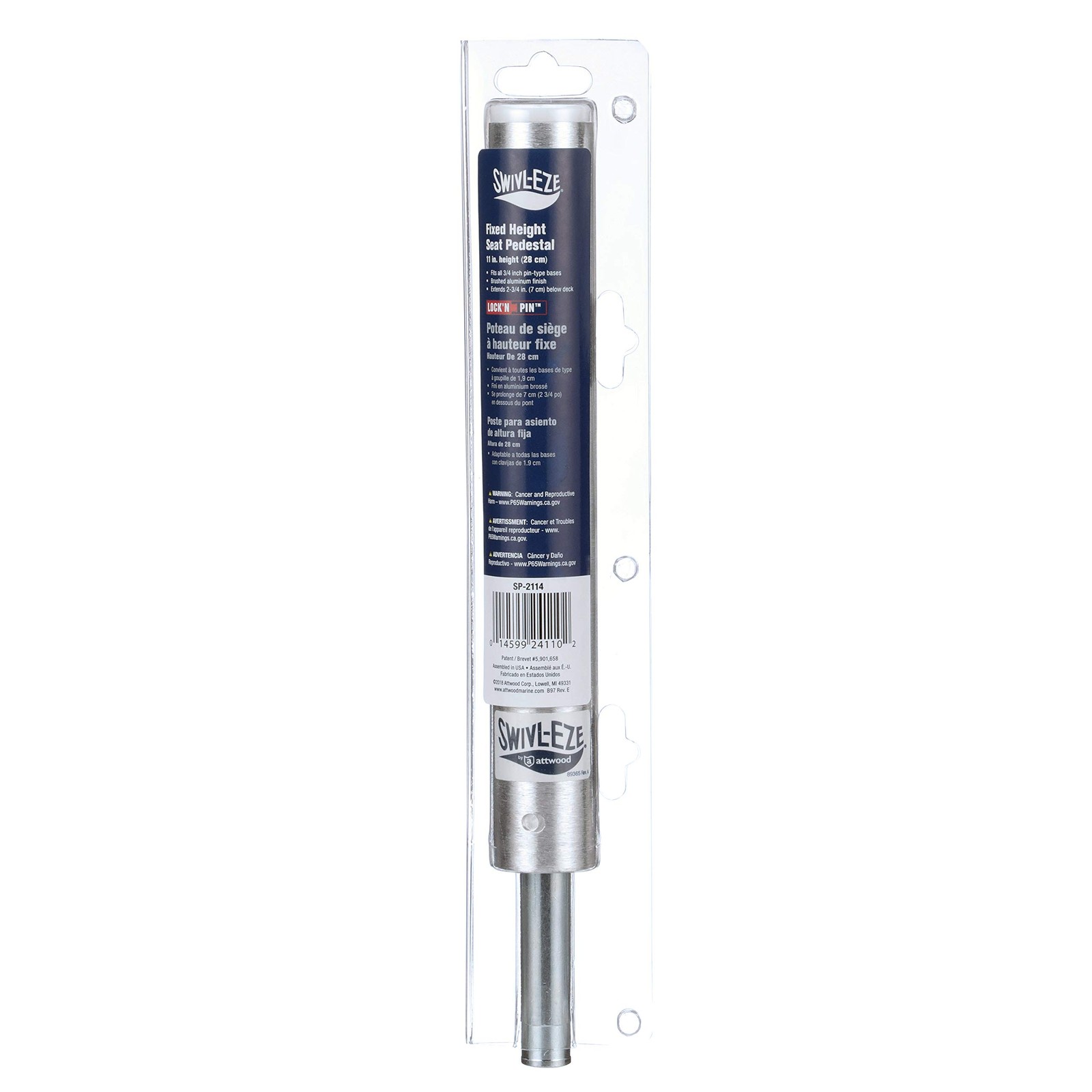 Attwood Lock’N-Pin ¾in Pin Post Brushed Aluminum 11in Tall 1.5in Diameter