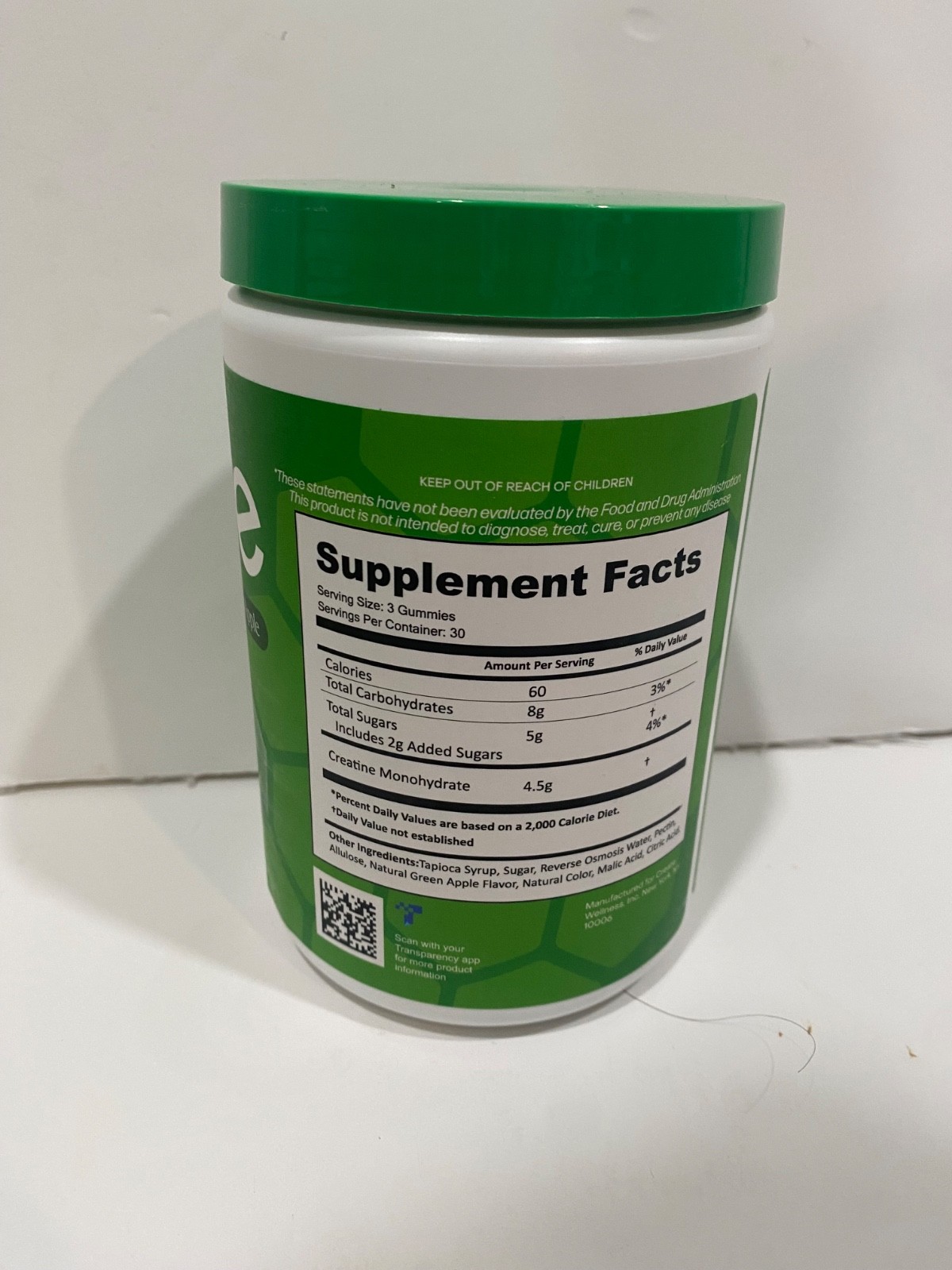 Create Creatine Monohydrate Gummies Strength 90 COUNT Sour Green Apple BRAND NEW