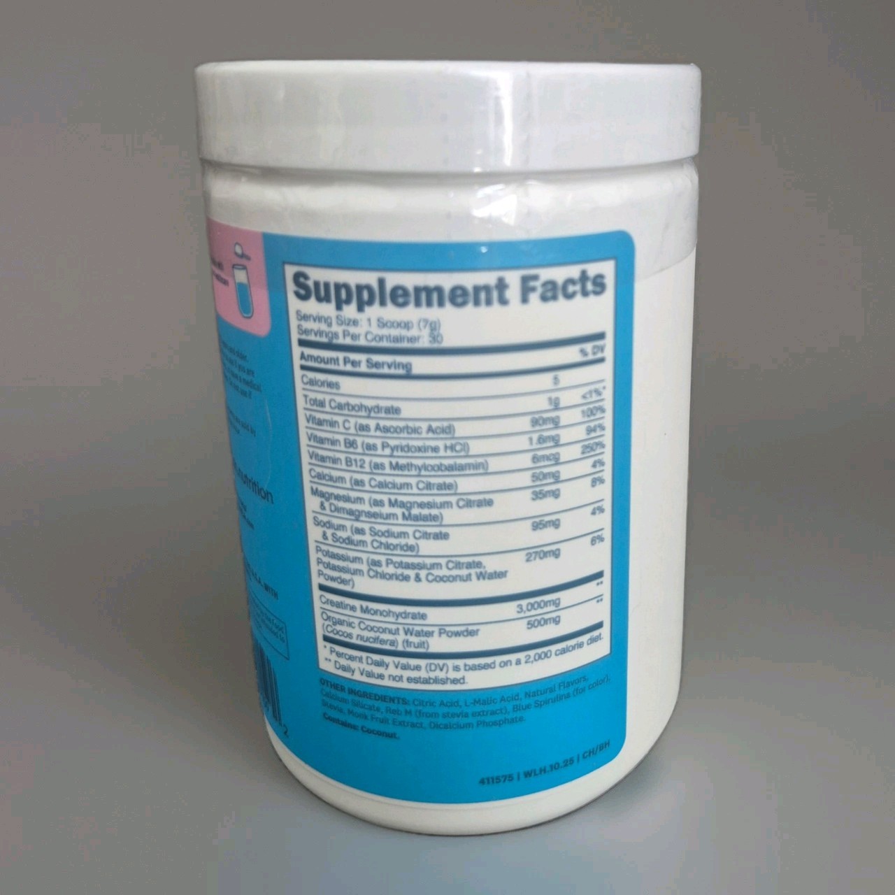 Wellah Creatine Hydration Electrolyte Drink Mix Blue Hawaii Powder 7.8oz