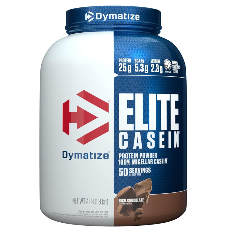 Dymatize Elite Casein Protein Powder, Chocolate, 4 lb, 50 Servings