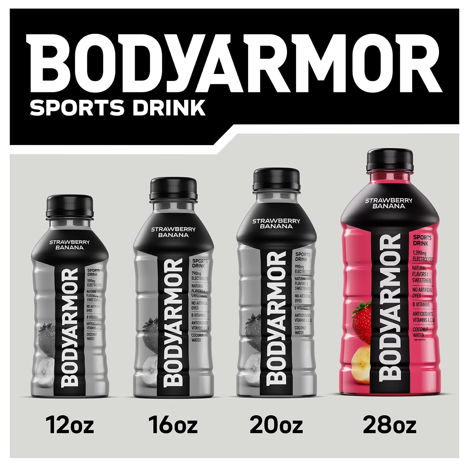BODYARMOR Sports Drink, Strawberry Grape, 15-Pack of 28 Fl Oz Hydration Bottles