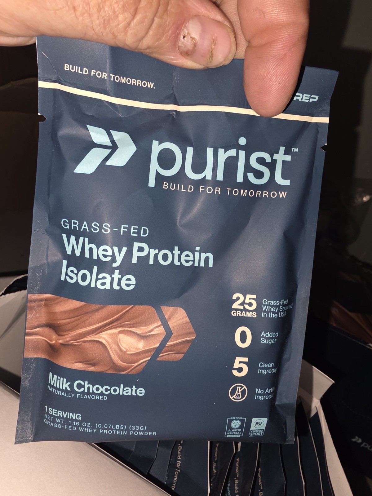 PURIST REP Whey Protein Powder, Premium Milk Chocolate Grassfed Isolate 15 Serv