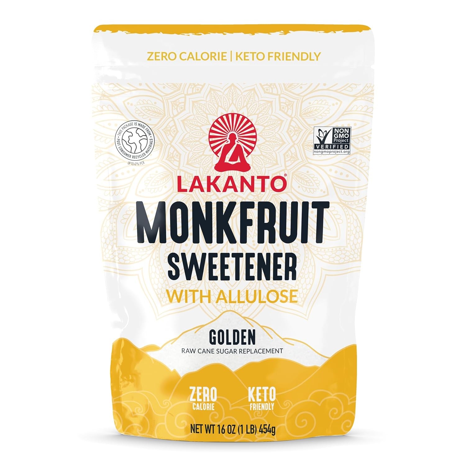 Lakanto Golden Monk Fruit Sweetener with Allulose – Raw 16 Ounce (Pack of 1)