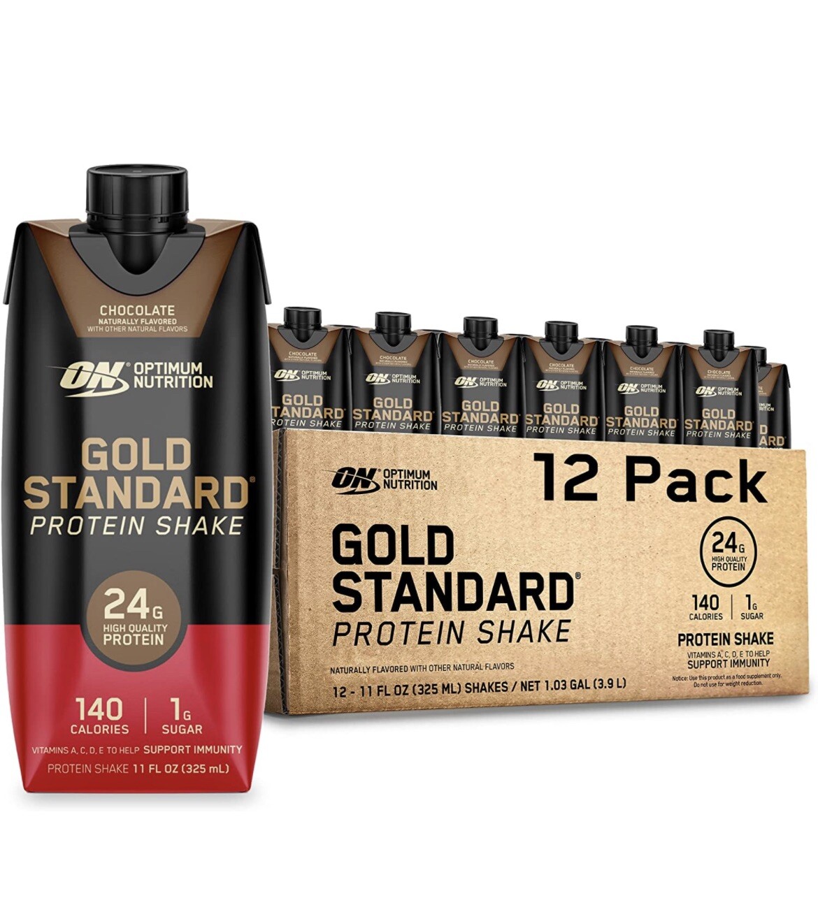 Optimum Nutrition Gold Standard Protein Shake, 24g Protein Ready Drink Chocolate