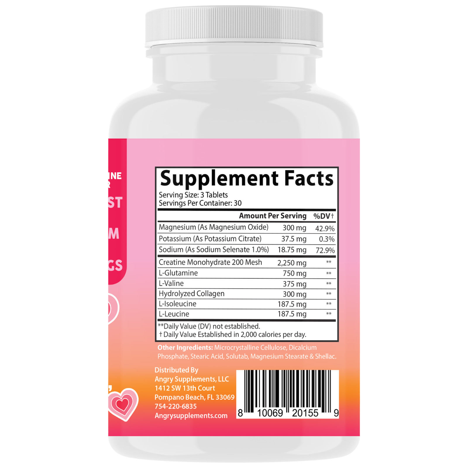 Angry Supplements Better Booty BBL Tablets Creatine for Women Glute Builder 90ct