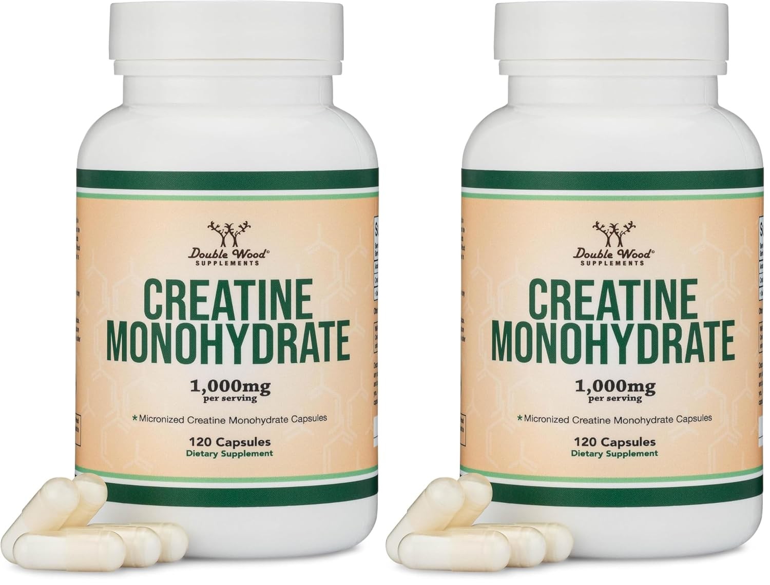 Creatine Monohydrate Capsules – 1g per Serving, 120 Count – No Fillers, Vegan Sa