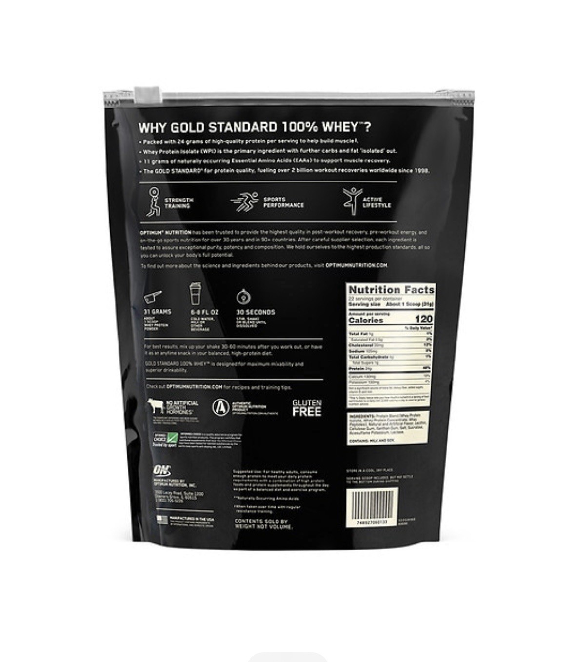 Optimum Nutrition Gold Standard Whey Protein Vanilla 1lb Powder Supplement