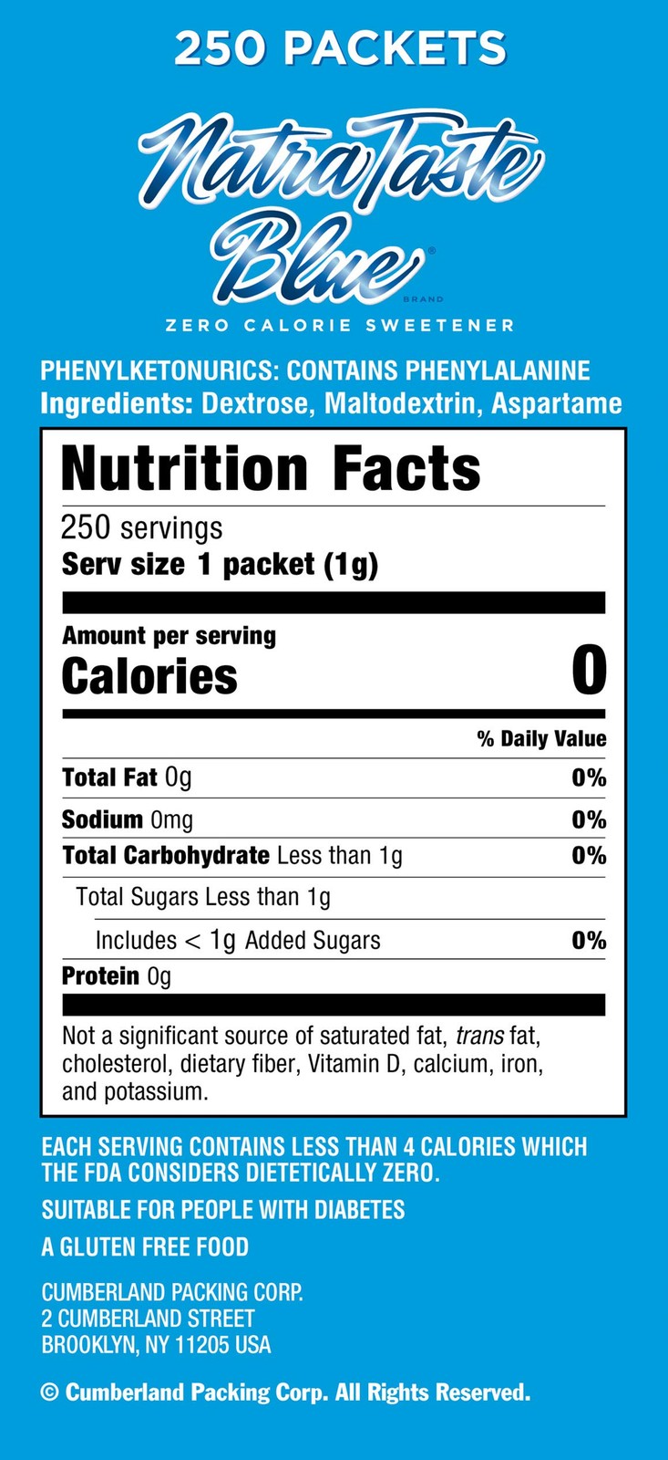 NatraTaste Blue Zero Calorie Sweetener, Bulk Sugar 8.82 Ounce (Pack of 8)