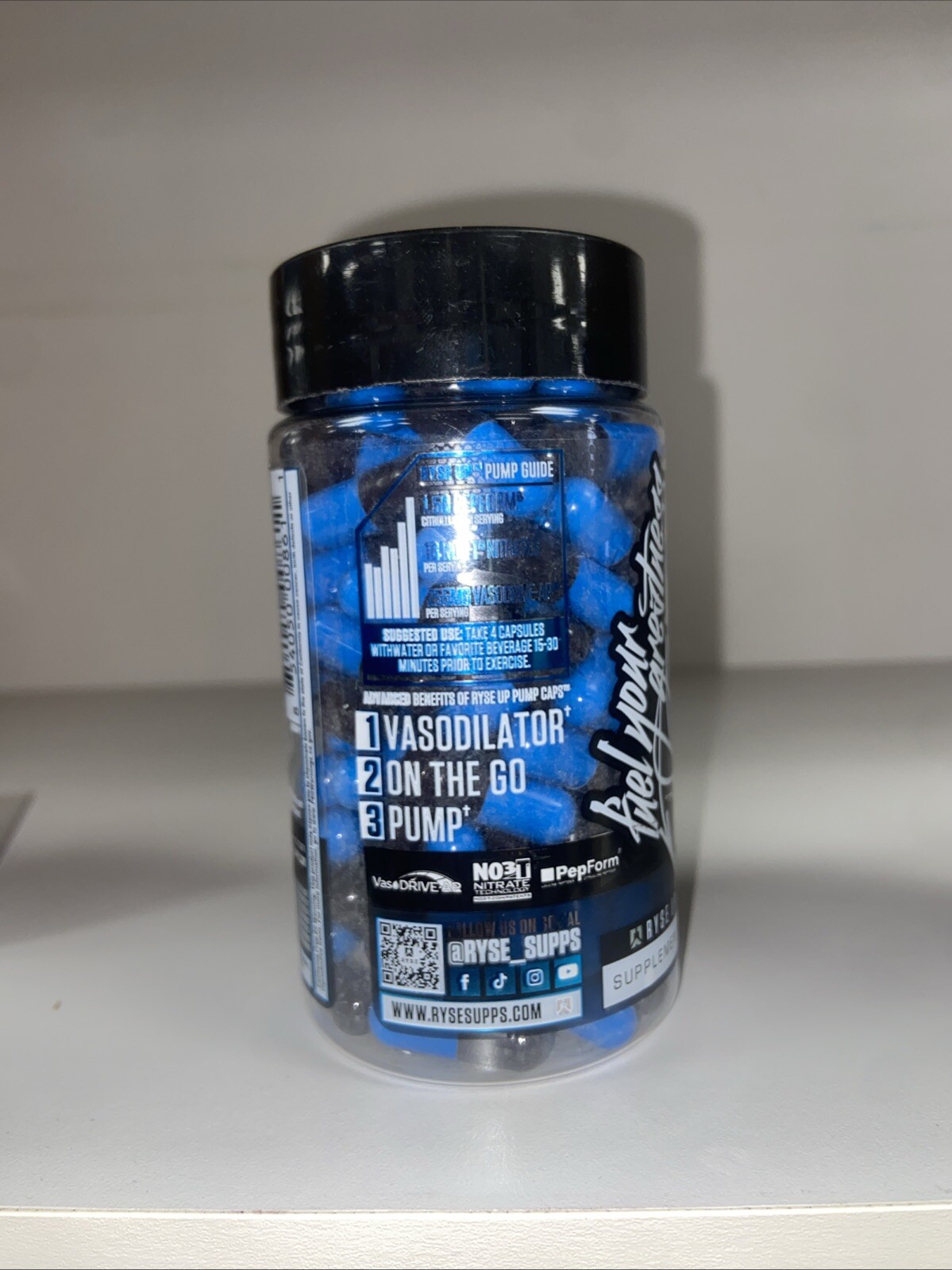 RYSE Pump Cap Max Nitric Oxide Vasodilator 120 Capsules Clinically Dosed NEW