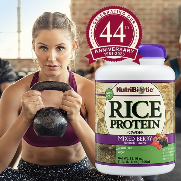 NutriBiotic – Mixed Berry Rice Protein, 1 Lb 5 Oz (600g) | Low Carb, Keto-Friend
