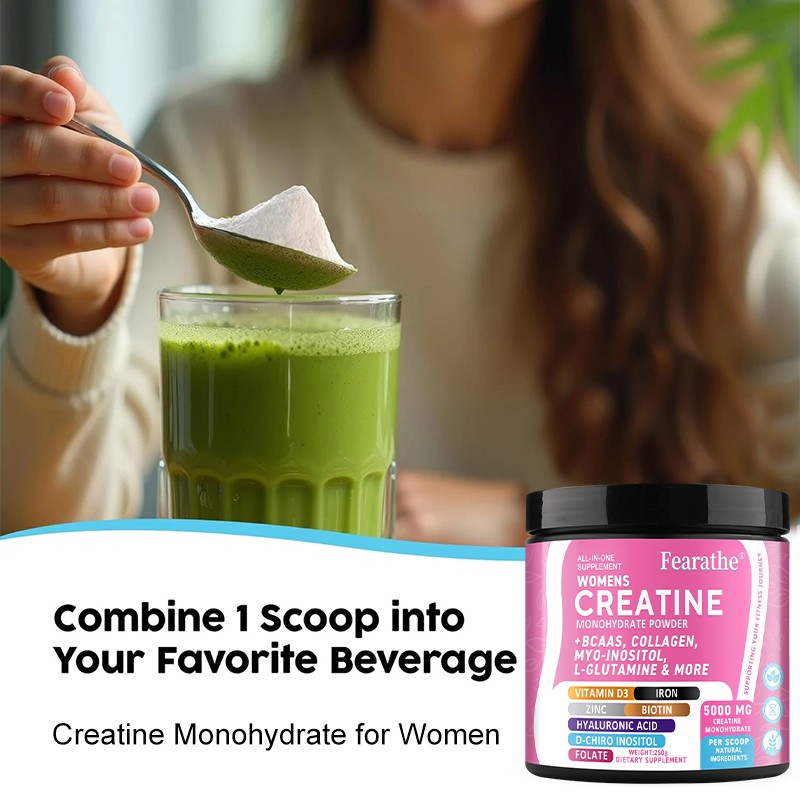 Creatine Monohydrate Powder for women, with biotin HYALURONIC ACID, L-GLUTAMINE