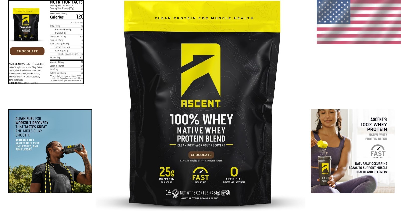 Post Workout Chocolate Whey Protein Isolate 1 lb – 25g Protein, Stevia-Sweetened