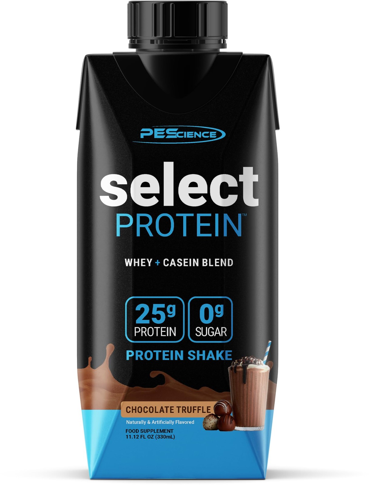 PEScience Select Protein Shake RTD, 25g Whey and 11.12 Fl Oz (Pack of 4)