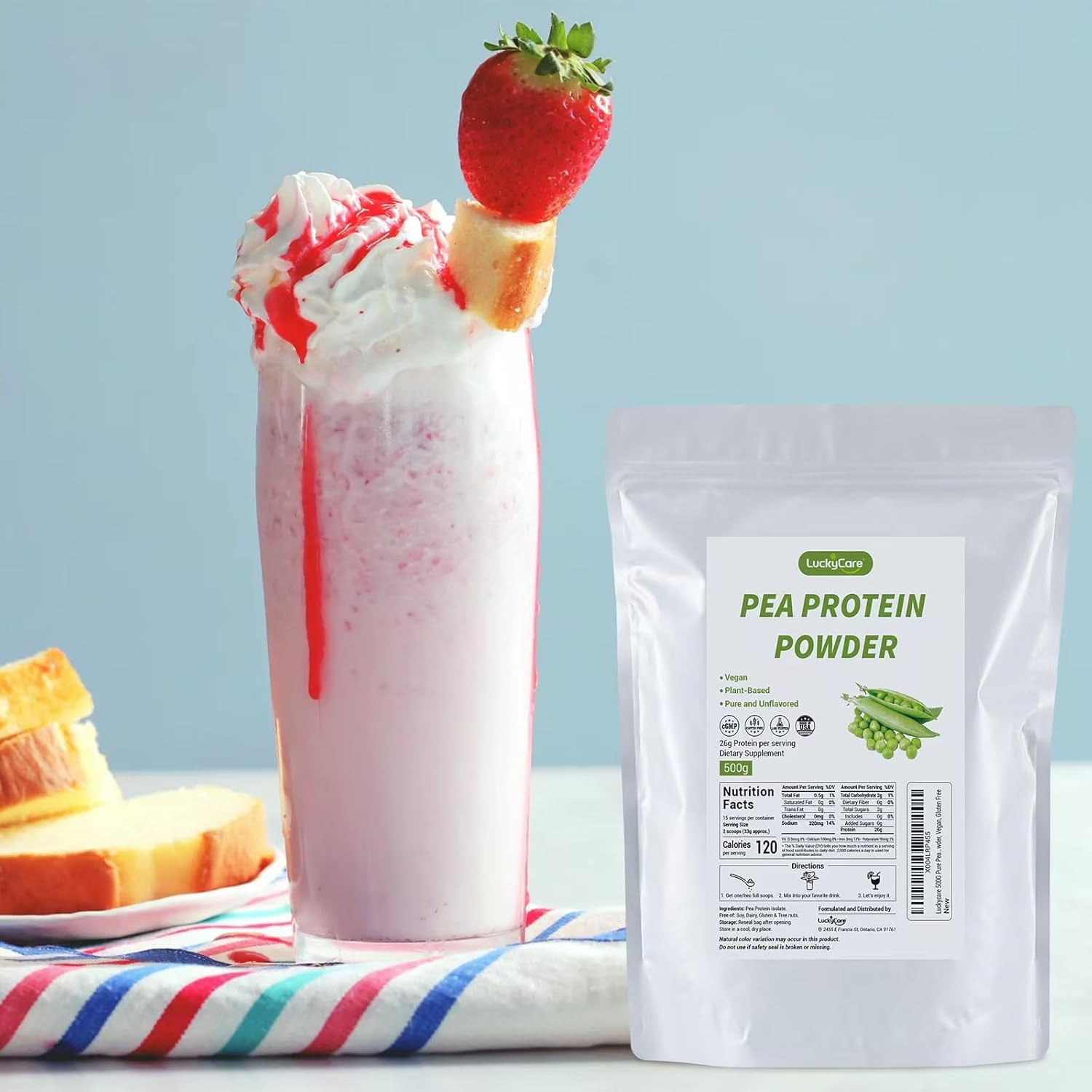 Pea Protein Powder Unflavored Vegan Plant Protein 1.1lb