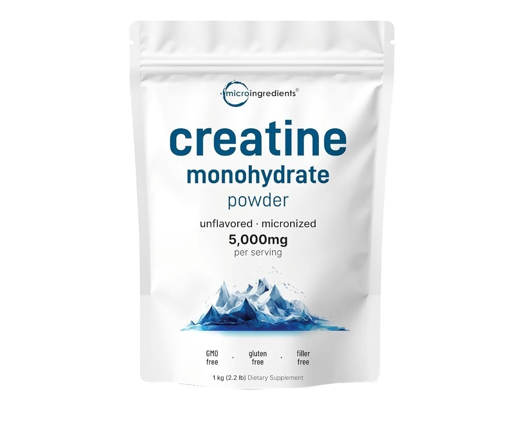 Creatine Monohydrate Powder 1 kg (2.2 Lbs), 5000mg Per Serv, Micronized