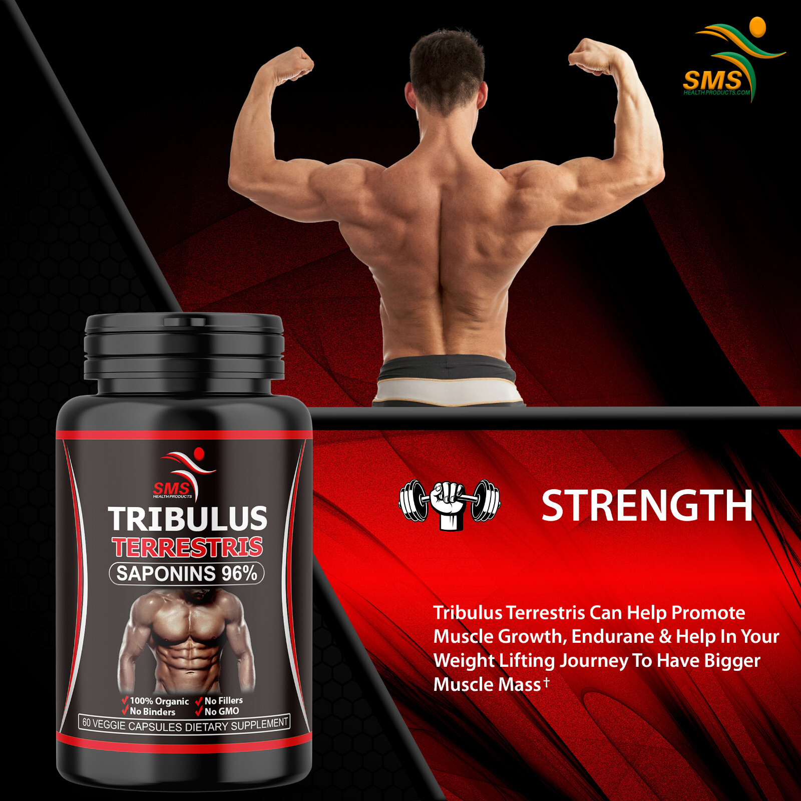 TRIBULUS TERRESTRIS 96% SAPONINS EXTRACT BODY BUILD TESTOSTERON BOOST AID 3X