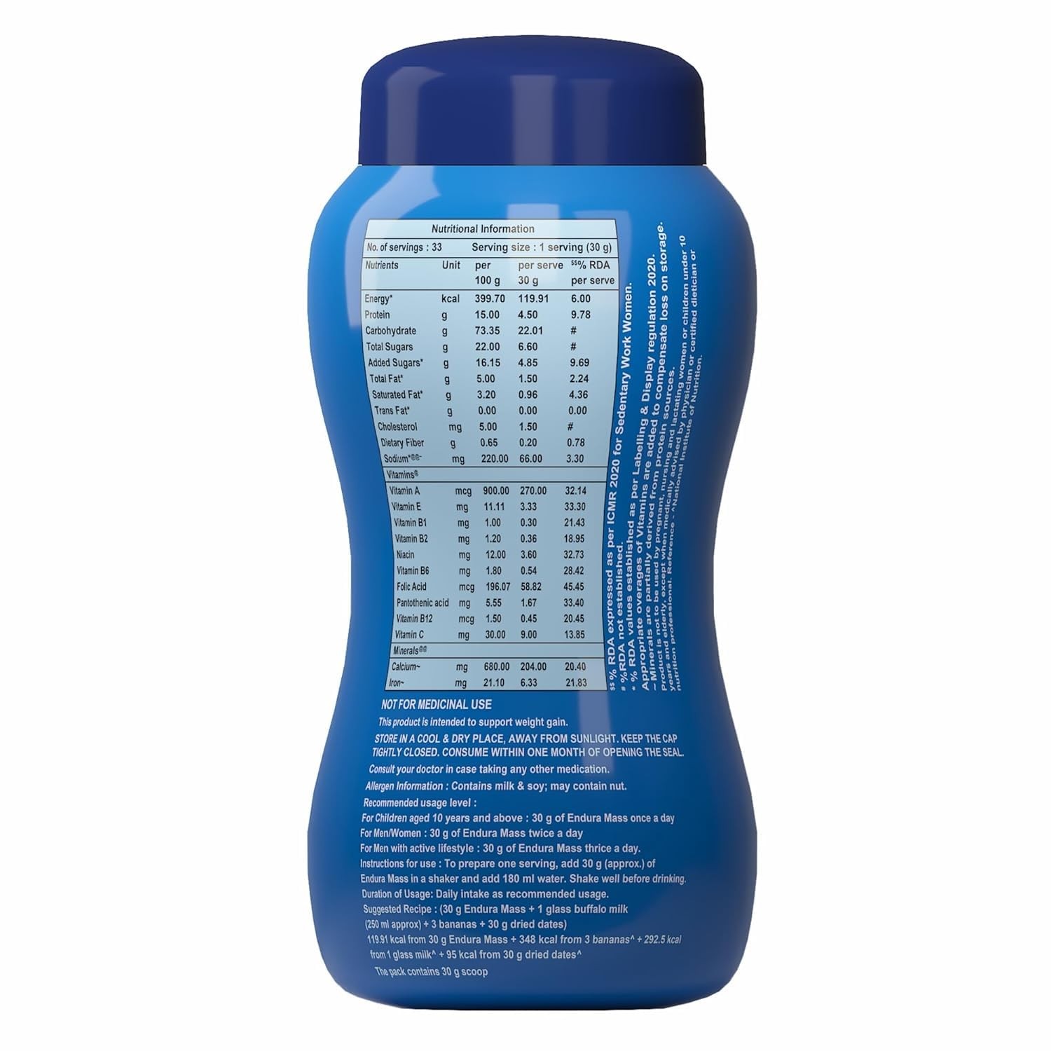 Endura Mass Weight Gainer Vanilla Protein Carb Blend 1kg