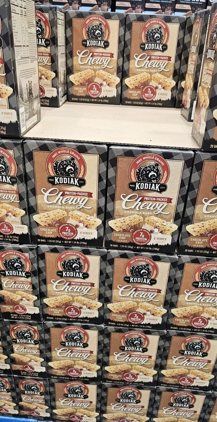2pk Kodiak Chewy Protein Granola Bars 10 Chocolatechip 10 S’mores 1.54lbs