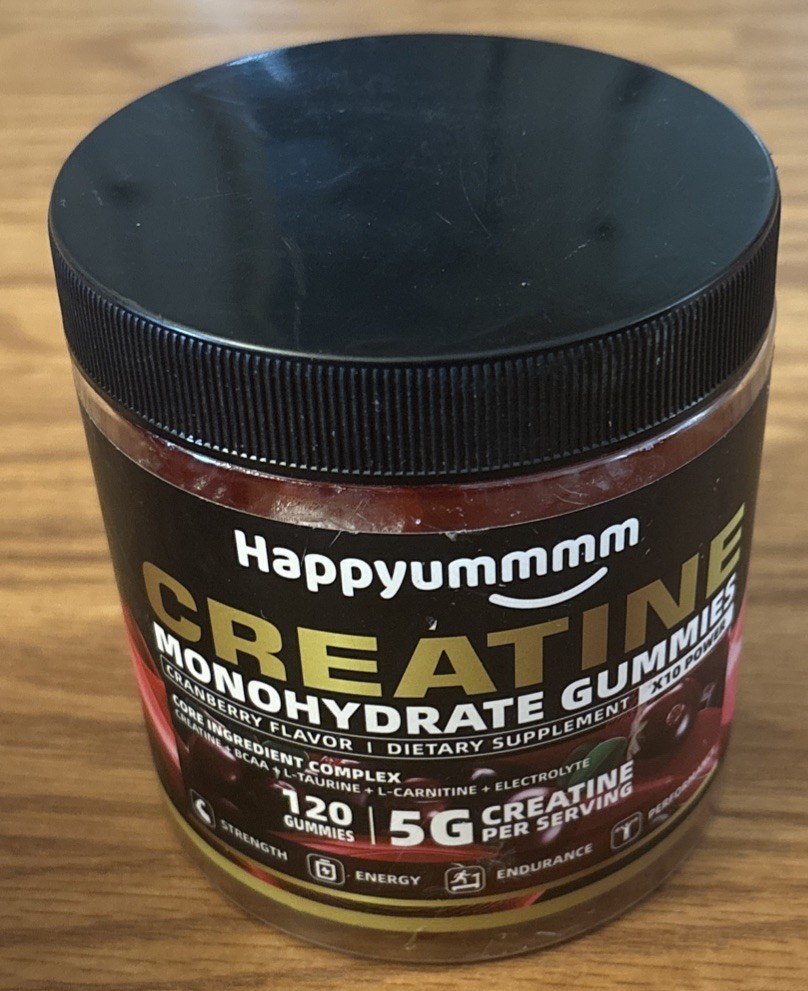 3x 120ct Happyummmm Creatine Monohydrate 360ct Gummies Cherry, Cranberry, Raspbe