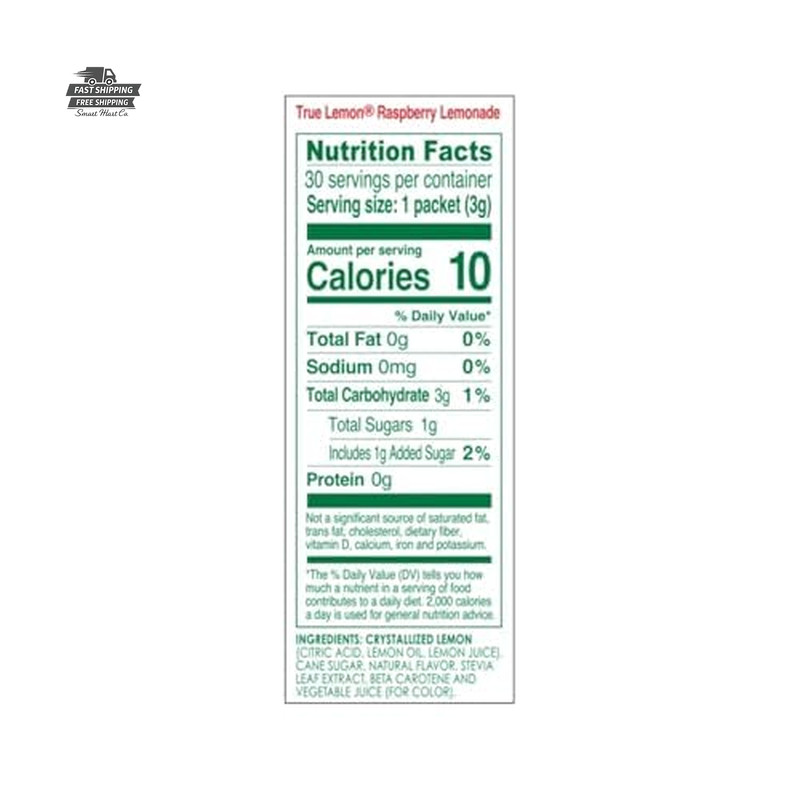 True Lemon Raspberry Lemonade Drink Mix 30 Count