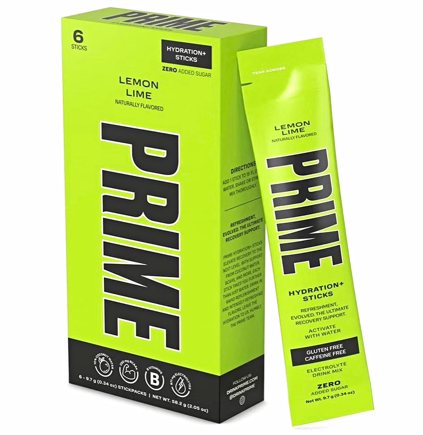 Prime Hydration + Sticks Lemon Lime 72 Sticks Total Lot of 12 check BB date!