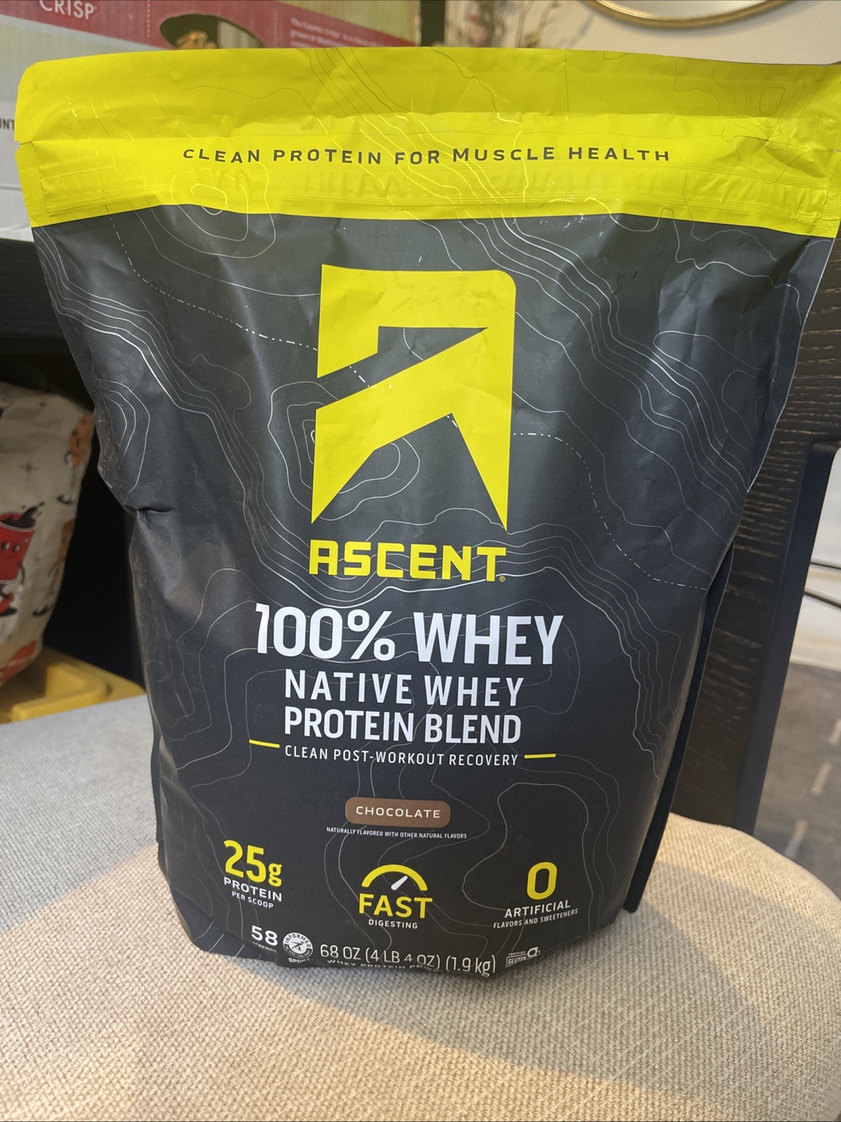 Ascent Whey Protein Chocolate 4.25 lb Native Whey 25g Protein Gluten Free