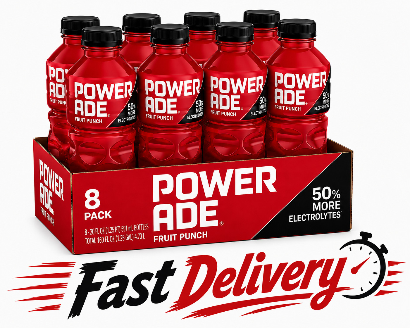 POWERADE Fruit Punch Sports Drink – 20 fl oz Bottles, Pack of 8