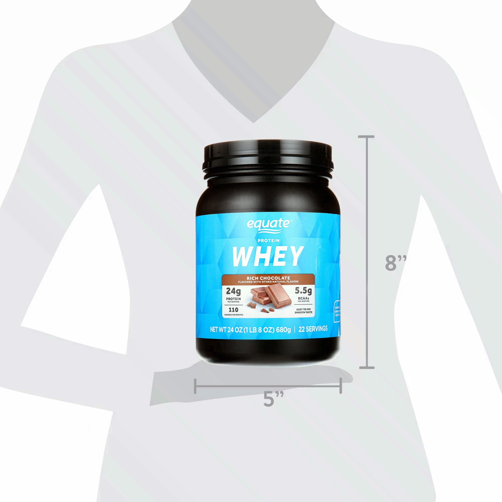 2P Equate Whey Protein Powder, Rich Chocolate, 24 oz
