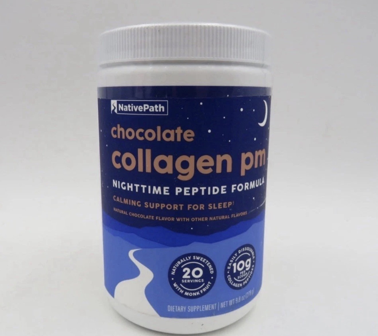 NativePath Collagen PM Chocolate Nighttime Collagen Powder with Magnesium 07/27