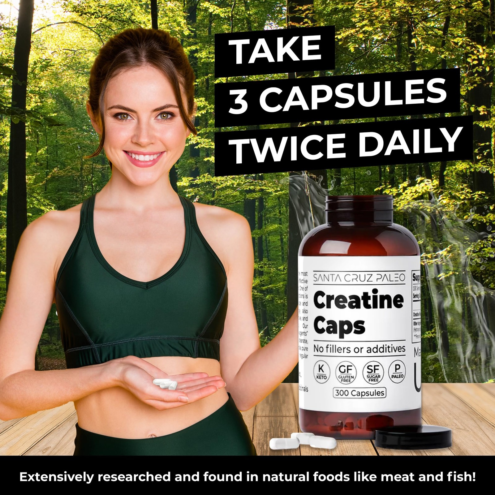 Santa Cruz Paleo Creatine Capsules, Supports Muscle 300 Count (Pack of 1)