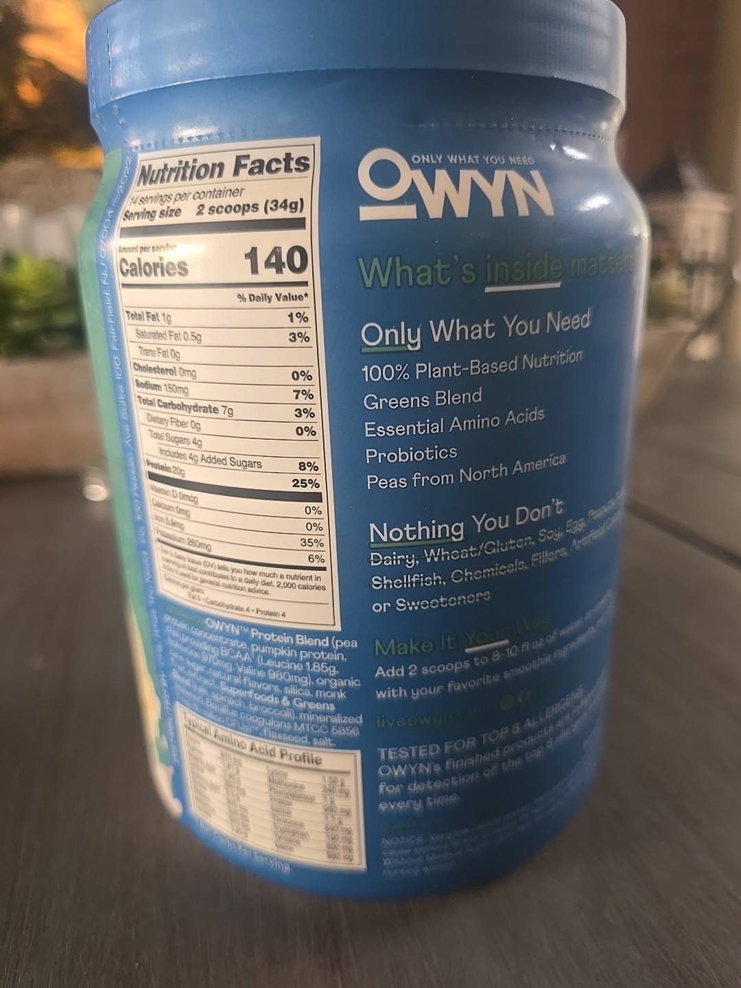 OWYN Only What You Need Plant-Based Protein Smooth Vanilla 1.05lbs Exp 07/08/26