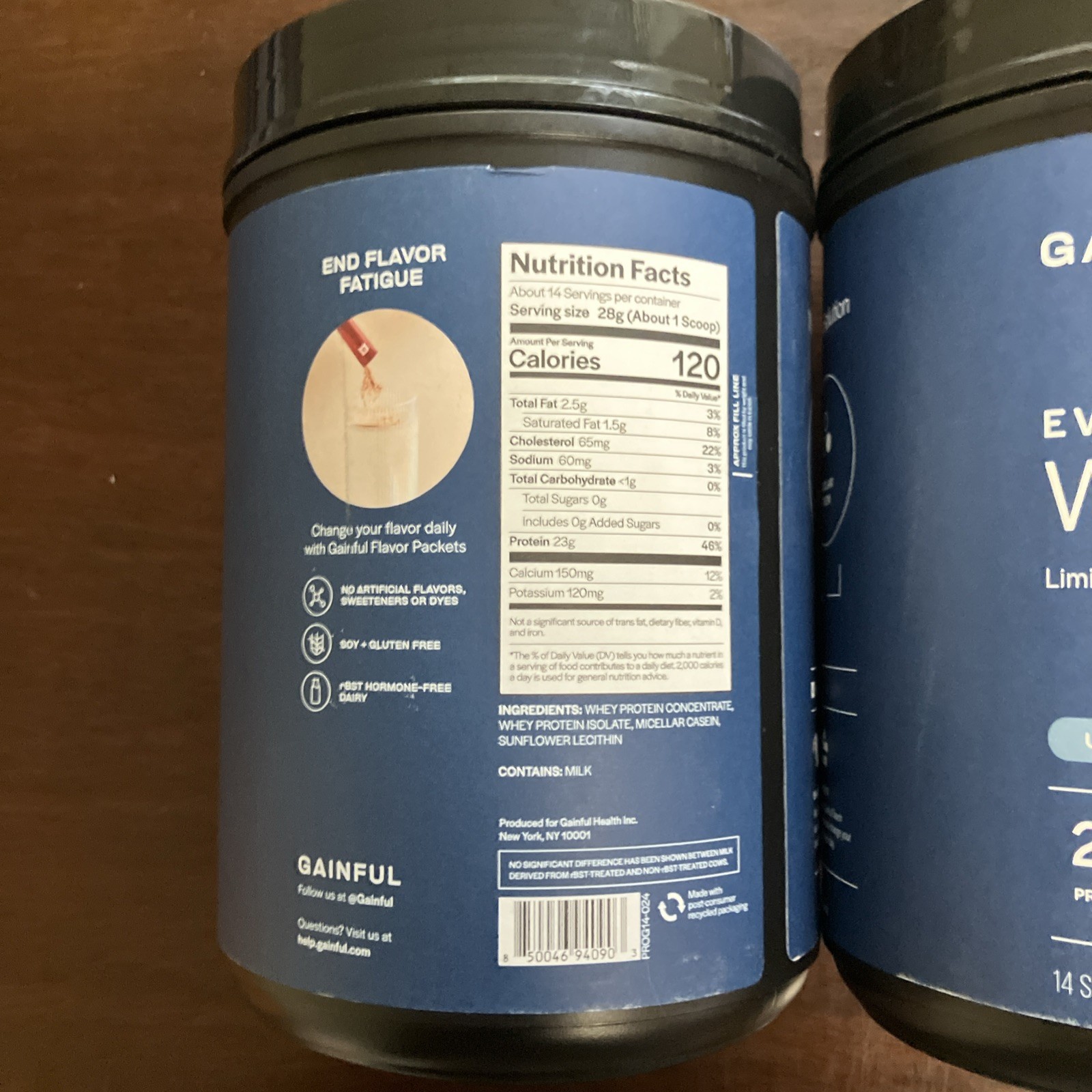 2-Gainful Everyday Whey Protein Powder, 14 Servings/13.9 oz, Unflavored Exp 1/27