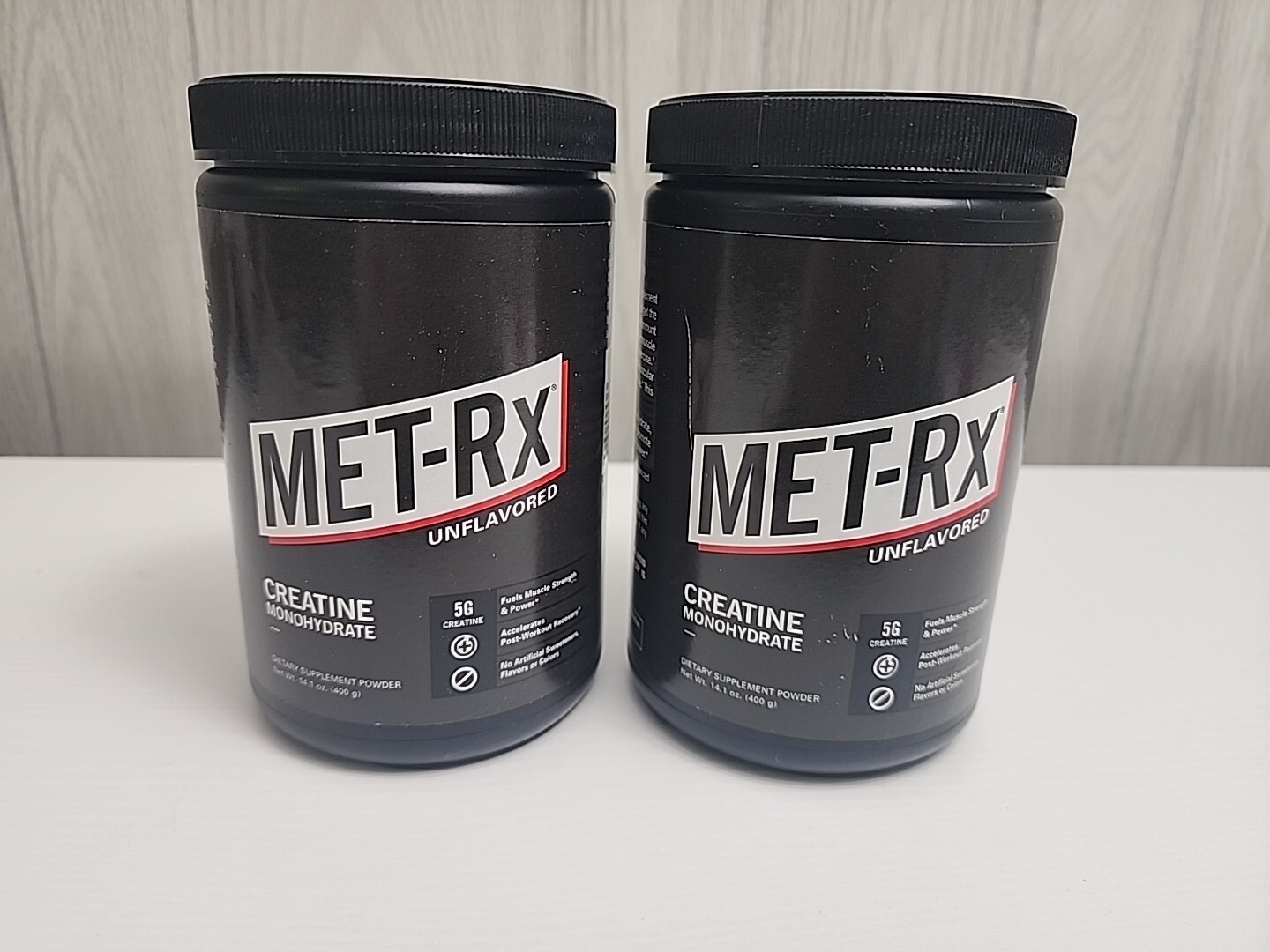 MET-RX CREATINE MONOHYDRATE UNFLAVORED 400 GRAMS/14.1 OZ X 2 JARS