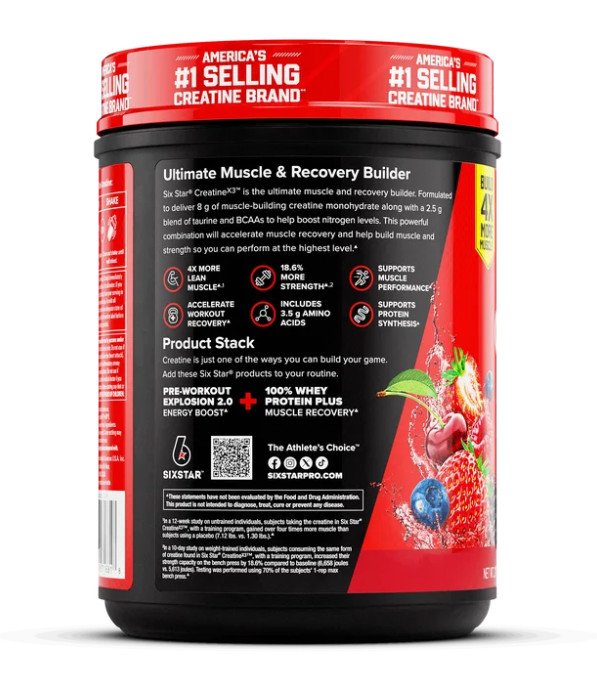 Six Star Pro Creatine X3 BCAA Fruit Punch 2.18LB 30 Servings