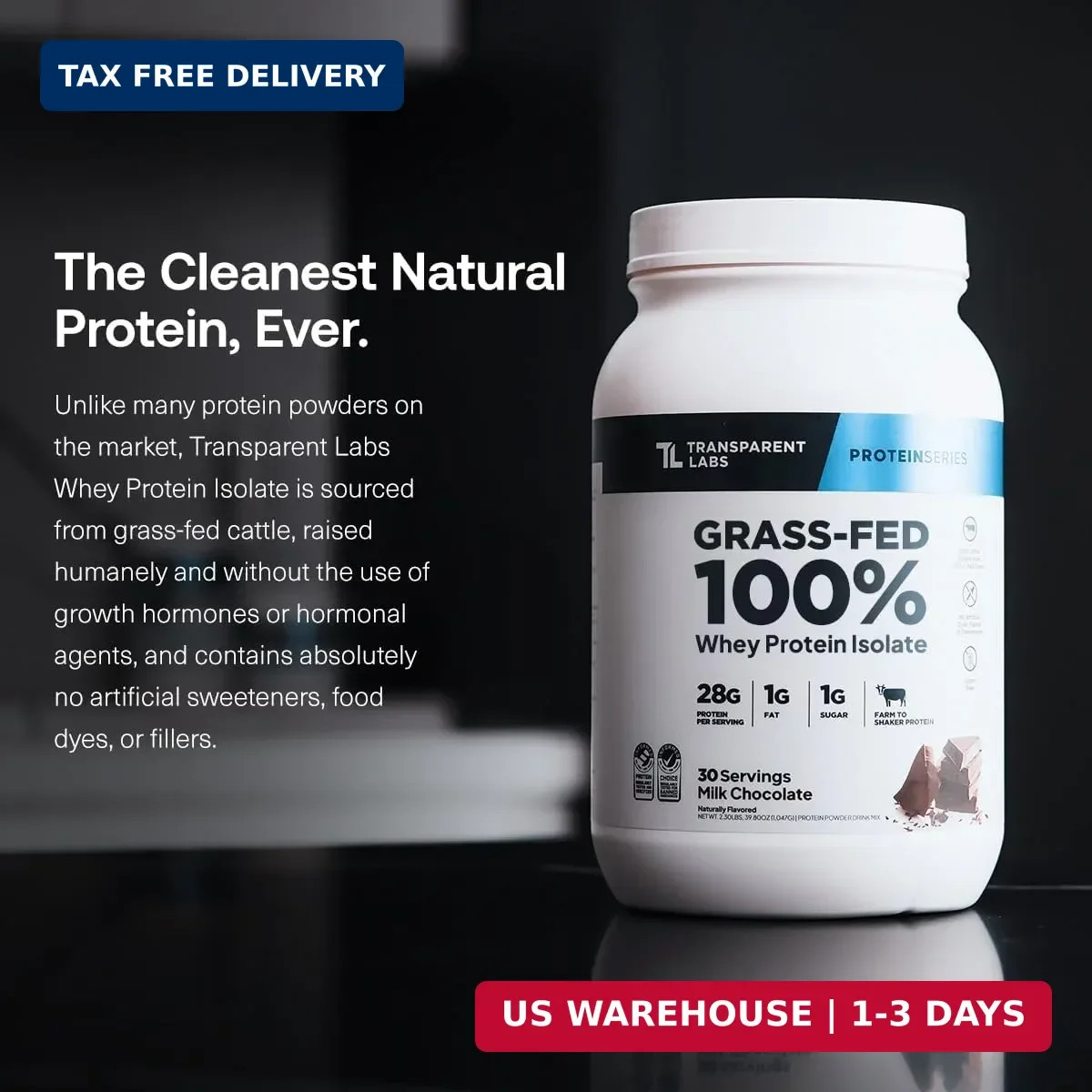 Transparent Labs Grass-Fed Whey Protein Isolate – Naturally Flavored, Gluten Fre