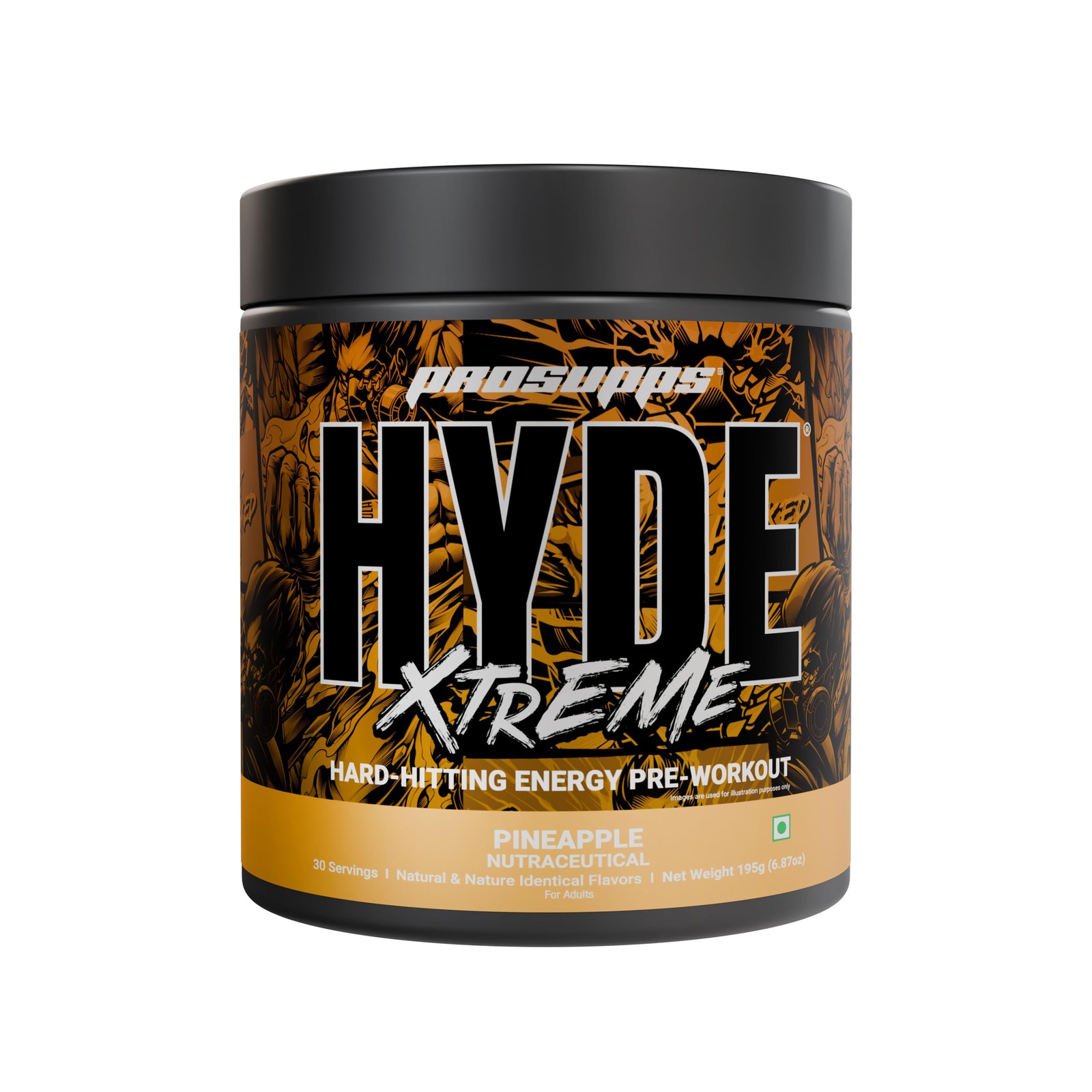 PS PROSUPPS Hyde Xtreme Pre-Workout Pineapple 195g |30 Servings | 200mg Caffeine