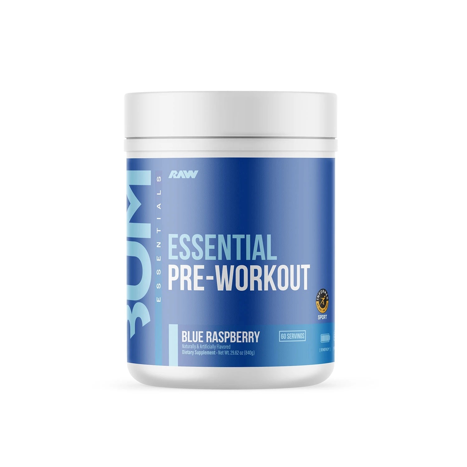 RAW Nutrition CBUM Essential Pre Workout Powder, Blue Raspberry, 1.78 Pounds
