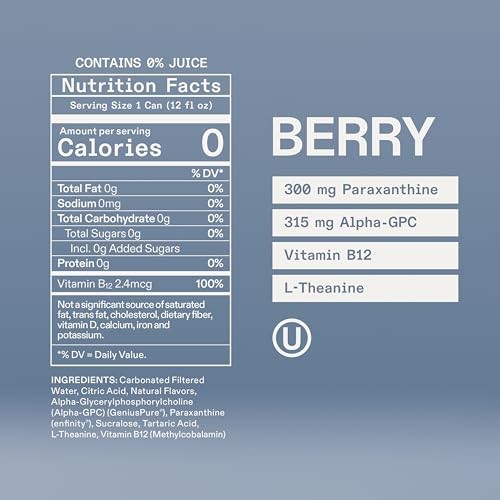 Energy Drink Pack, Caffeine Free, Zero Sugar, No Jitters, No Crash, Berry